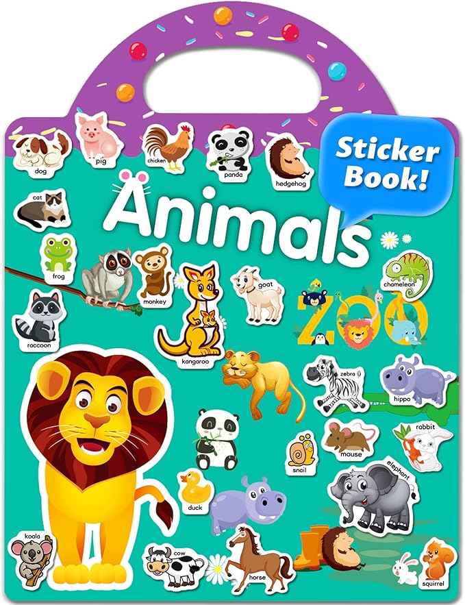 Walenced Reusable Sticker Book for Toddlers, Travel Stickers for Kids, Toddler Craft Activities Toys, Birthday Gifts for Boys & Girls