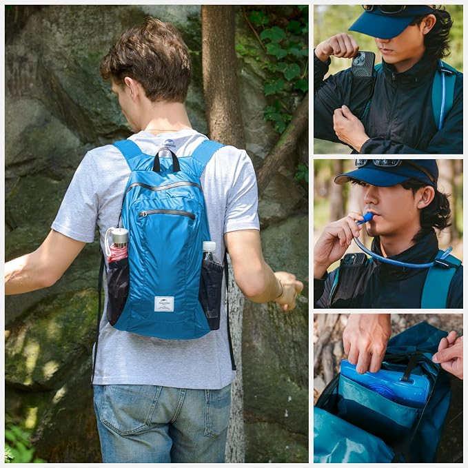 Naturehike 25L Lightweight Hiking Backpack, Waterproof Camping Packable Backpack Ultralight for Travel, Airplane, Small Hiking Daypack for Adults, Blue