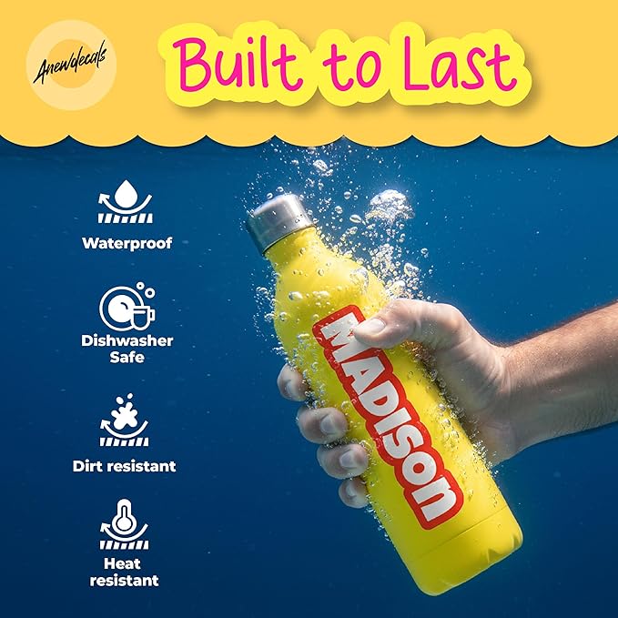 Custom Name Labels for Kids – Waterproof Personalized Vinyl Stickers for School Supplies, Daycare, Tumblers, Camp, Water Bottles, Lunch Boxes, Kids Stuff