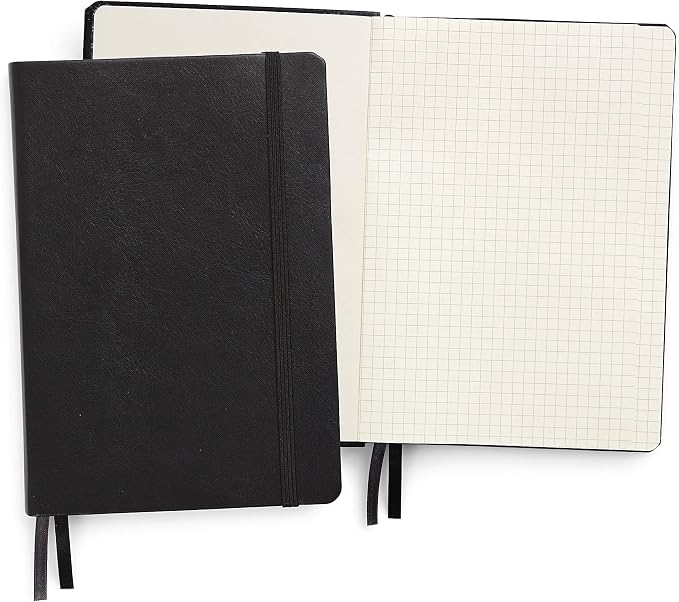 TRU RED Medium Flexible Cover Graph Journal, Black, Grid Ruled