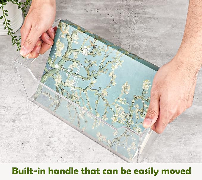 Kamehame Mail Organizer, Clear Mail Holder Countertop Acrylic Letter Holder Box Vertical Bill Envelope Sorter Basket for Desk Mail Storage Organizer Office Counter