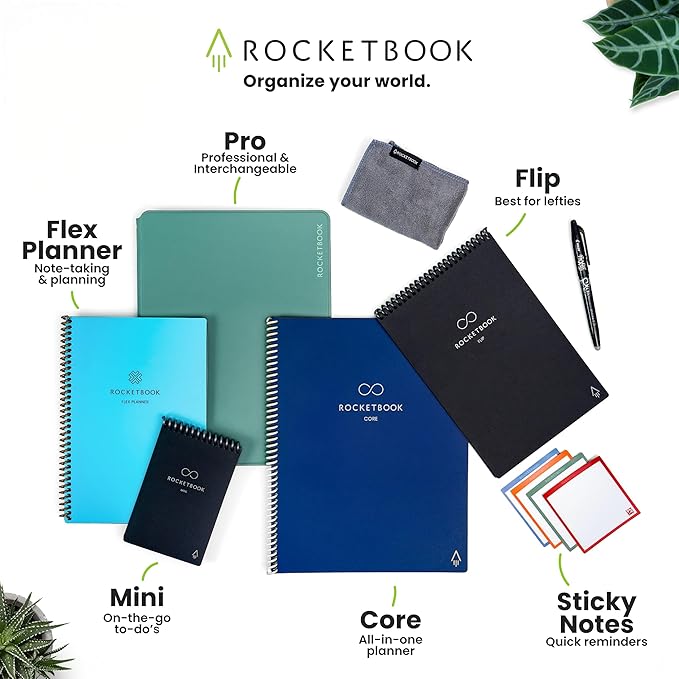Rocketbook Pro Smart Reusable Notebook, Lined & Dotted Interchangeable Pages, For Work and Business Meetings, Letter Size 8.5x11, Green