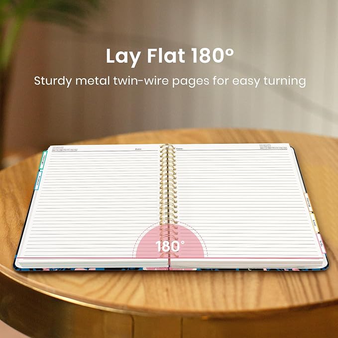 Taja Pretty Large Spiral Lined Notebook for Work with 5 Removable Dividers