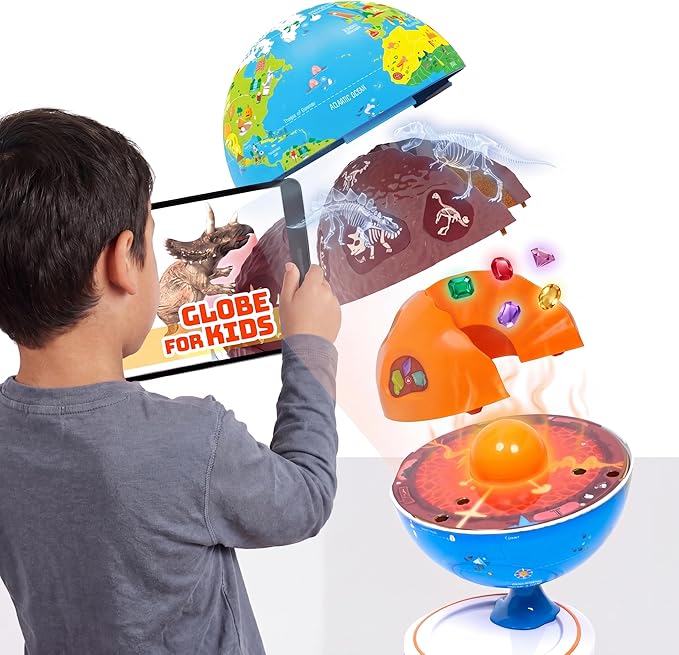 PlayShifu Globe For Kids - Orboot Core | 3-Layer Openable Tech-Powered Interactive Globe | Explore Earth's Surface, Fossils, Minerals & Glowing Core | STEM Learning Toy with Free App | Ages 4–10