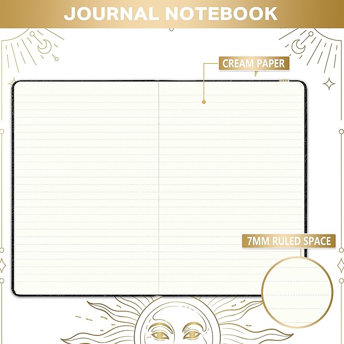 Artfan Ruled Notebook/Journal – Premium Thick Paper Classic Writing Notebook with Pocket + Page Dividers Gifts, Banded, Large, 128 Pages, Hard Cover, Lined (5.3" x 8.26") - Black