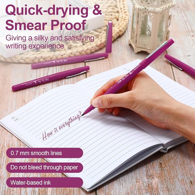 Fuyoooo 36 Pcs Pink Felt Tip Pens Bulk, Quick Dry, 0.7 mm Medium Point