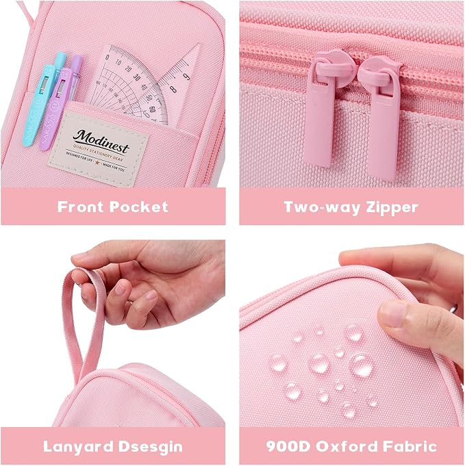 Pencil Case Pouch, Large Capacity Pen Bag Organizer, Cute Aesthetic Pencil Box for Girls Boys Kids, Back to School Supplies, Teacher Supplies Classroom Essentials, Pink