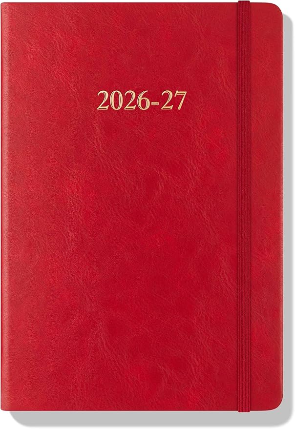 Wykeham's Executive 2026-27 Daily Journal Planner – Customization Available – Mid-Year Academic Diary – July 2026 to June 2027 (Crimson, 8.5"×5.5")