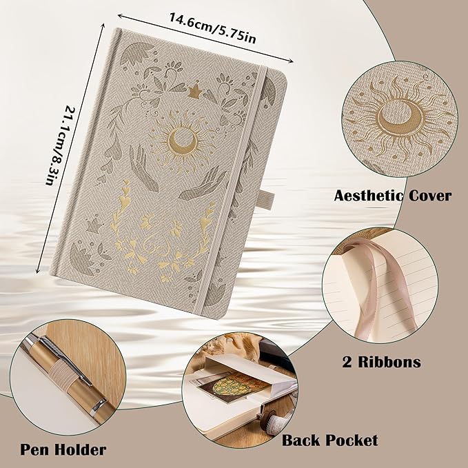 MGGAO Lined Journal Notebook for Women Men, Journals for Writing, A5 Aesthetic College Ruled Notebook for Work, Travel, School,318 Numbered Pages, 5.8”x8.4”