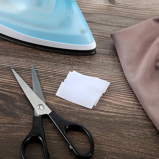 Outus 150 Pieces Iron on Fabric Name Labels for Clothing, 2 x 0.6 Inch Precut Custom Writable Clothes Name Tag Washable Personalized Label for School Nursing Home College Camp Daycare Uniform