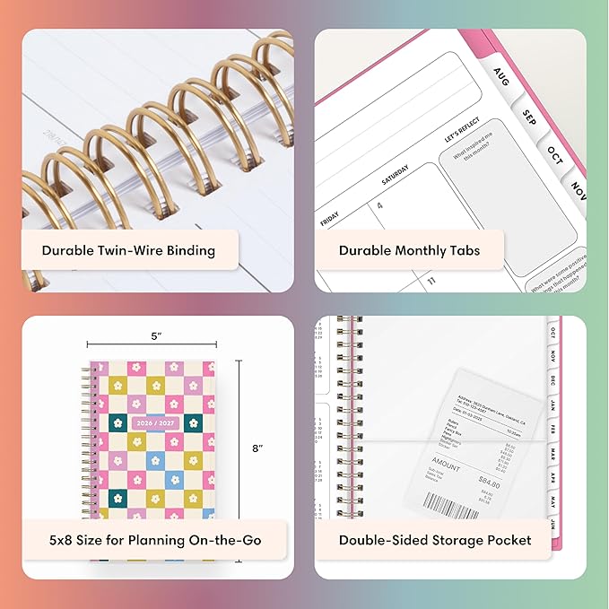 Blue Sky Gen Z 2026-2027 Weekly and Monthly Academic Year Planner Calendar, July 2026 - June 2027, 5" x 8", Flexible Interchangeable Cover, Wirebound, Laminated Tabs, Storage Pocket, Mayla