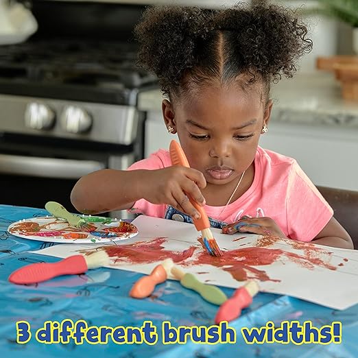 READY 2 LEARN Triangle Grip Paint Brushes - Set of 6 - 3 Sizes - 18m+ - Easy to Grip Paint Brushes for 2, 3 and 4 Year Olds - Encourage Writing Grip