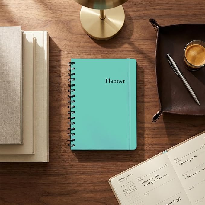 Undated Monthly and Weekly Planner - 12 Month Calendar Planner Notebook with Week Days - Hardcover Undated Planners Blank Agenda Book - A5 Turquoise