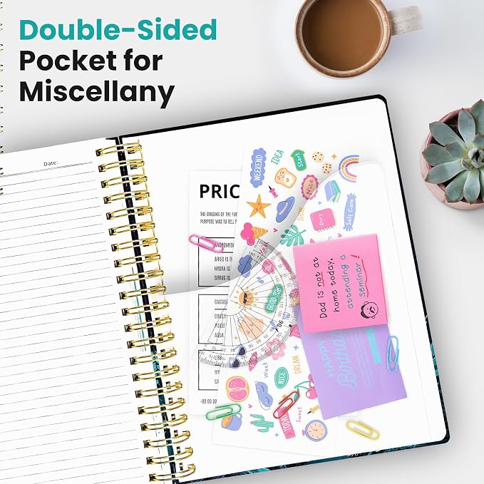 Taja Large Spiral Notebooks for Work 5 Subject with Removable Dividers