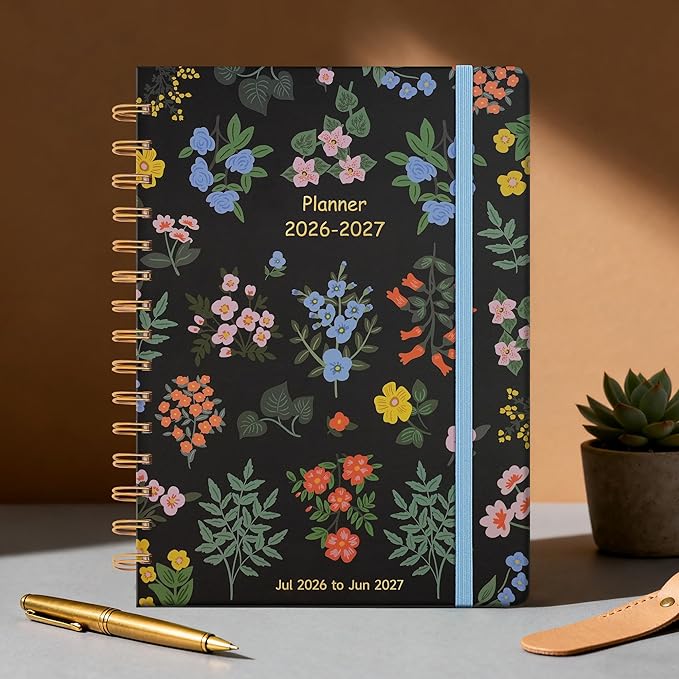 Planner 2026-2027 Monthly and Weekly Academic Planner July 2026 - June 2027, Hardcover Calendar 2026-2027 Agenda Daily Planner for Student Teacher School Office Supplies, 6" x 8.3", Vintage Floral