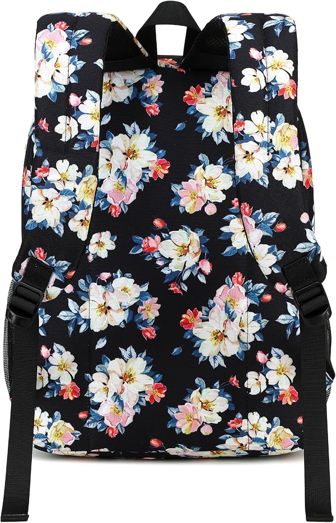 abshoo Classical Basic Floral Womens School Backpack For College Teen Girls Water Resistant Bookbag (Floral Black A)
