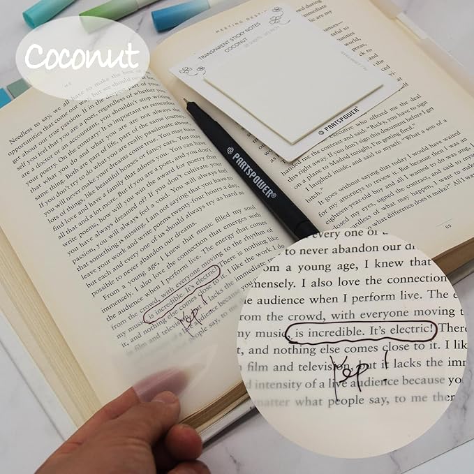 Pastel Transparent Sticky Notes, 4 Packs 3X3 Inch See Through Annotating Sticky Notes for Annotating, Bible Journaling Supplies, School Office Supplies