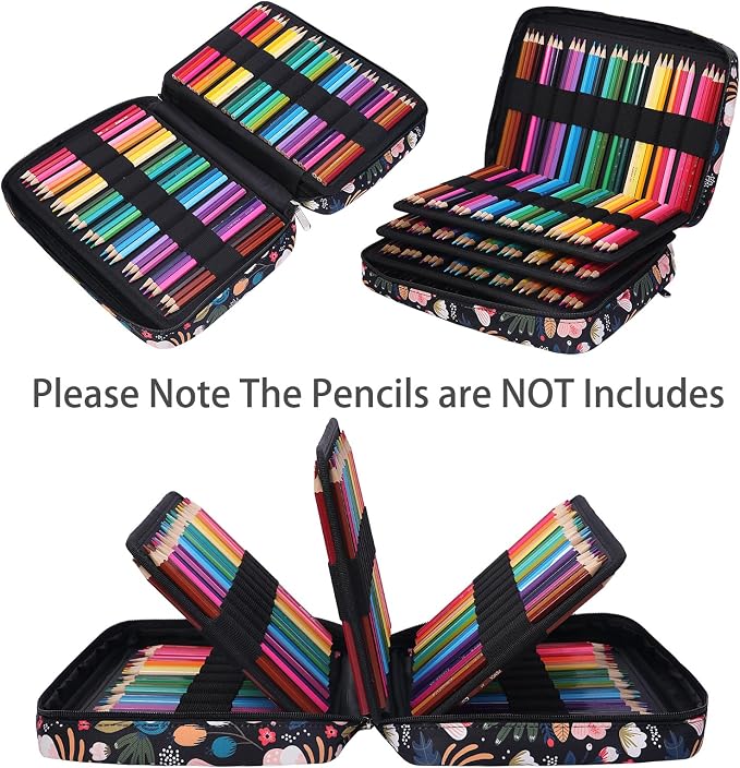 Coloring Pencil Case 220 Slots Pencils/Gel Pens Organizer Waterproof Travel Case Zipper Carrying Portable Pencil Markers Pen Holder Bag for Painter Writers