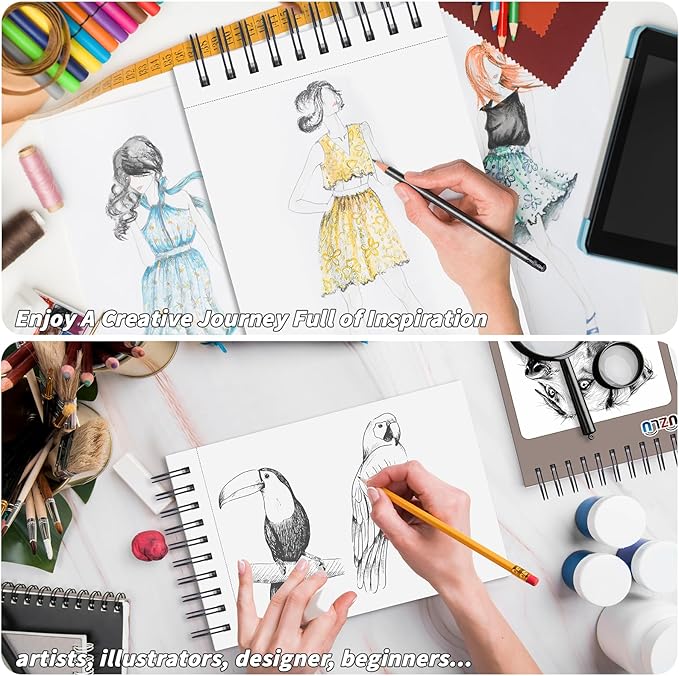 18 Pcs Sketch Book Bulk 9 x 12 In 720 Sheets Top Spiral Bound Sketch Pad Drawing Paper 40 Sheets Each Acid Free Mixed Media Sketchbook 68lb/100gsm Art Supplies for Beginner Artist