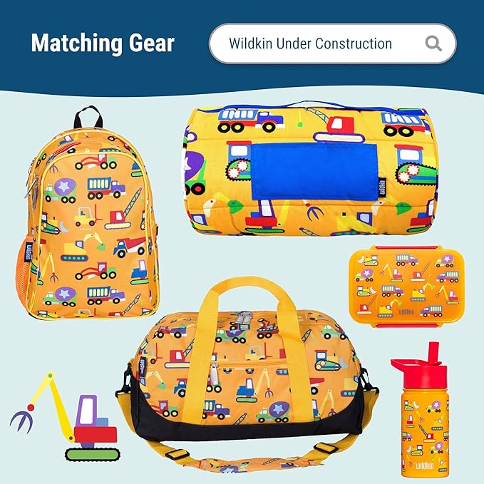 Wildkin Kids Insulated Lunch Box, Keeps Food Hot or Cold, BPA-Free with Mesh Pockets & Easy-Clean Lining – Ideal for School, Travel & Daycare – Under Construction