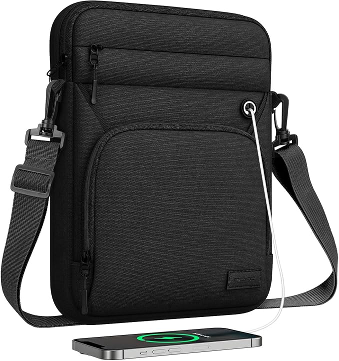 MoKo 9-11 Inch 360° Protective Tablet Sleeve Bag, Fits iPad Air M3 11, 5/4th 10.9, iPad A16 10/9/8/7th 10.2, iPadPro 11 Inch, Tab S8/S9 11, Multifunctional Bag with Shoulder and Headphone Port, Black