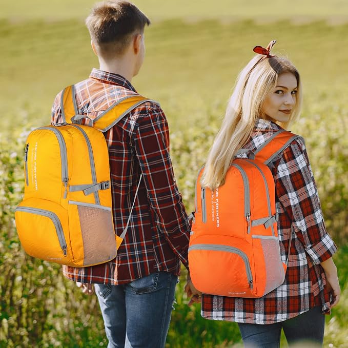 ZOMAKE Lightweight Packable Backpack - 35L Light Foldable Hiking Backpacks Water Resistant Collapsible Daypack for Travel(Yellow New) | Light Hiking Backpacks Water Resistant Collapsible Day Pack for Travel, Everyday Carry, Multi-Pocket Layout, Heavy D...