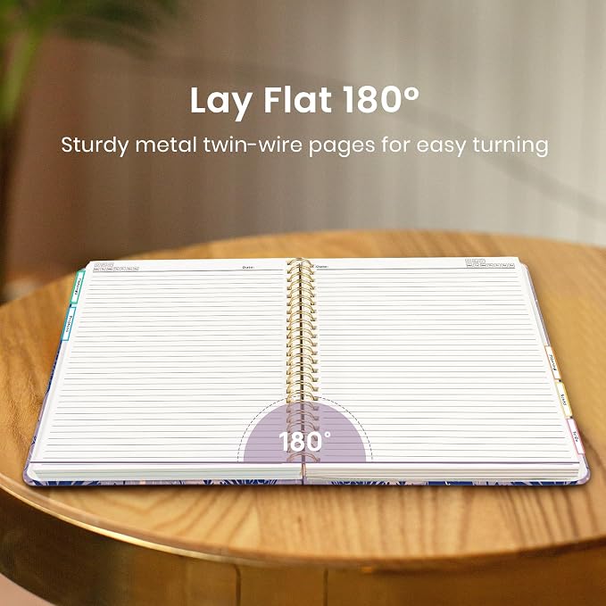 Taja Pretty Large Spiral Lined Notebook for Work with 5 Removable Dividers