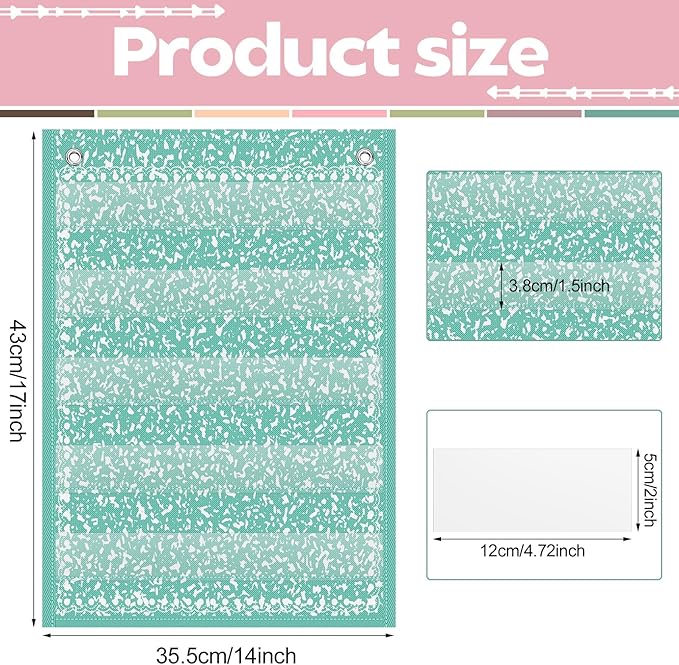 Gueevin 6 Set Magnetic Pocket Chart with 5 Clear Pockets and 30 Dry Erase Cards Painted Classroom Schedule Pocket Chart for Whiteboard Class Demonstrations (Pastel Color,Confetti Pattern)