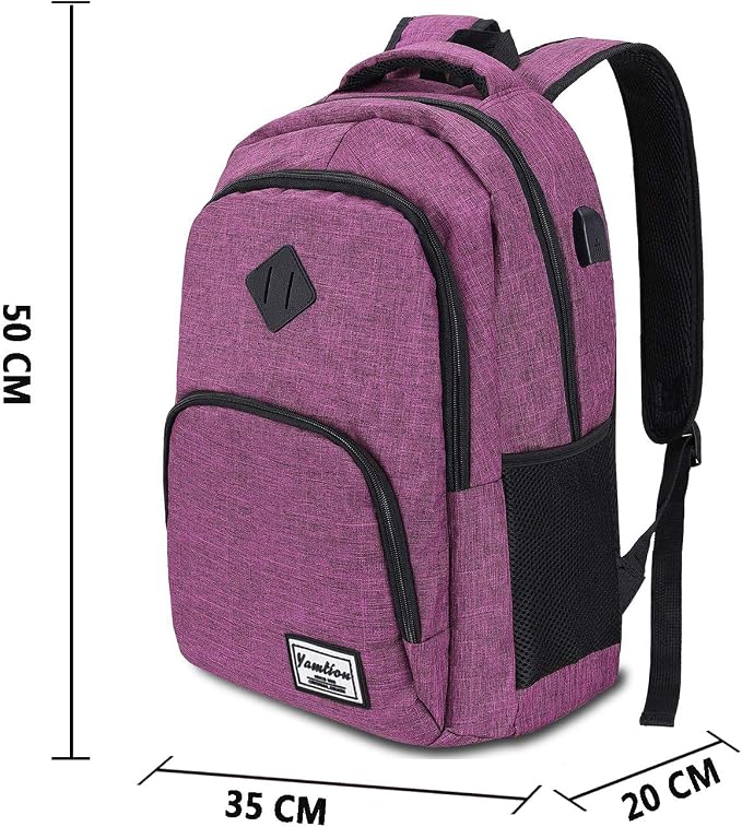 YAMTION Backpack for Women,School Bookbag for Teen Girls College Backpack with USB Charging Port,Pink