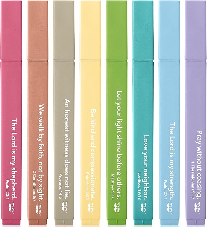 Mr. Pen- Bible Highlighters with Color-Coding System, 8 Pack, Soft Chisel Tip, Aesthetic Highlighters Assorted Colors, Fast Drying Bible Markers No Bleed Through for Journaling and Underlining