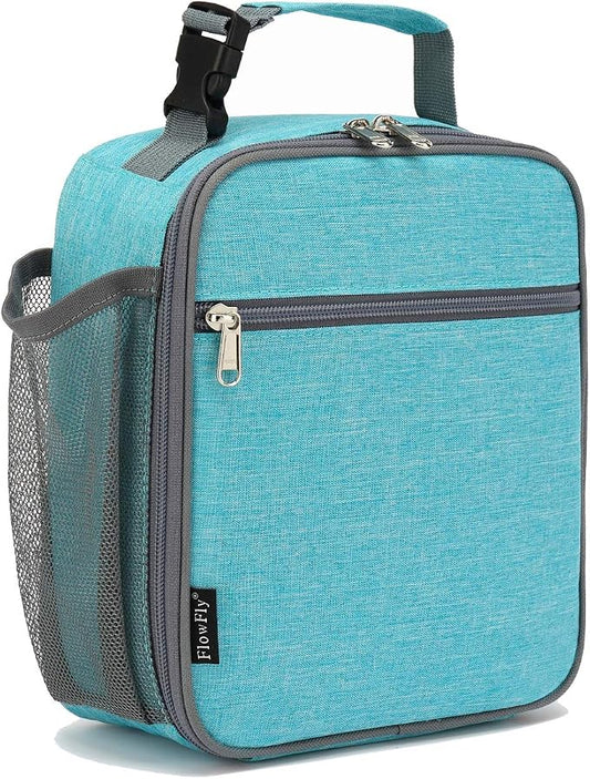 FlowFly Kids Lunch box Insulated Soft Bag Mini Cooler Back to School Thermal Meal Tote Kit for Girls, Boys, Sea Blue