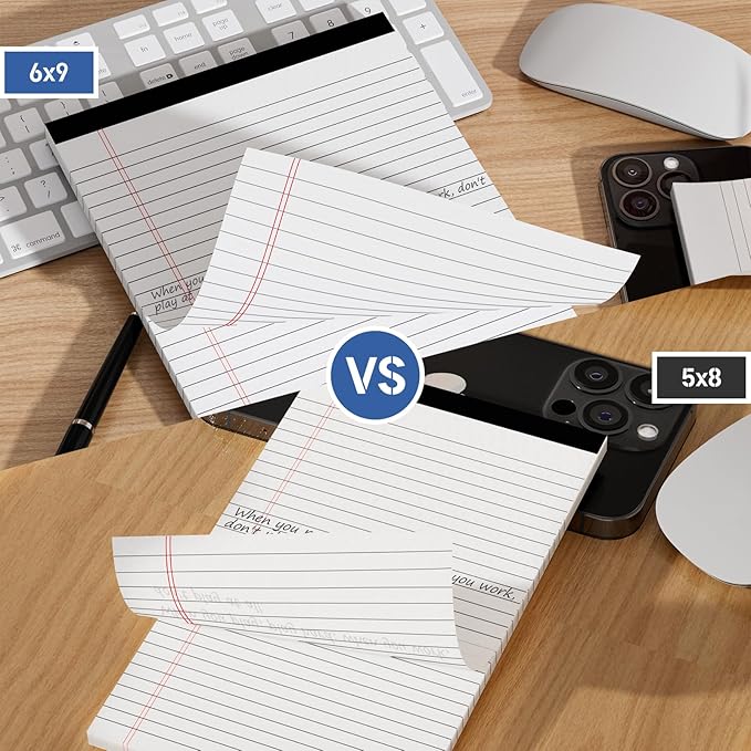 Nichela Legal Pads 4 Pack of Note Pads 6 x 9 Inch Notepad 21lb Thick Paper Legal Pad 30 Sheets Note Pad College Ruled Small Legal Pads 29 Lines Writing Pads for Writing, Sketching, and Note-Taking