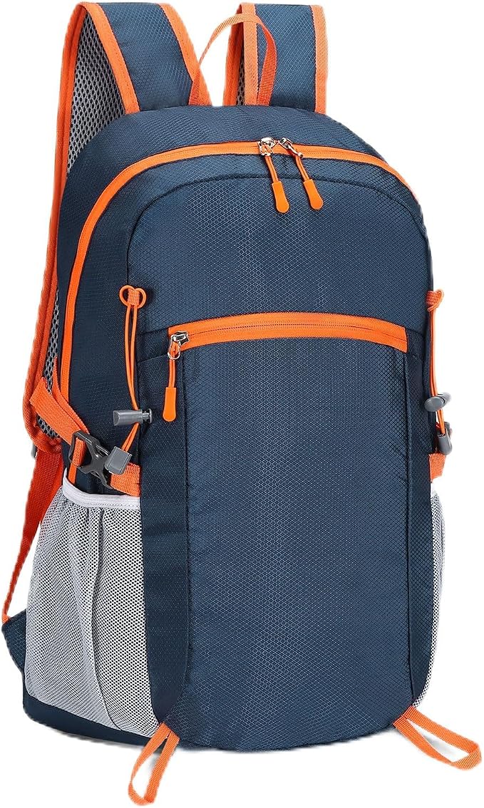 30L Large Hiking Daypack, Foldable Outdoor Backpack, Dark Blue | Packable Daypacks for Men Women, Lightweight Water-Repellent Collapsible Daypack for Commuting Outdoor Sports Camping