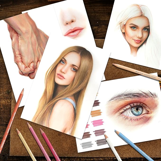 LBW 50 Skin Tone Colored Pencils for Adult Coloring Pencils, Oil Based Soft Core Professional Color Pencils Set for Artists Beginners Drawing Coloring Sketching Blending