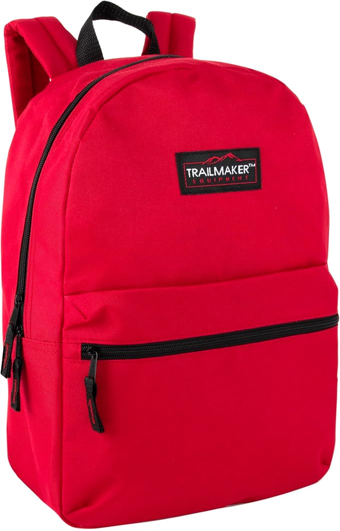 Trail maker 24 Pack- Classic 17 Inch Backpacks in Bulk Wholesale Back Packs for Boys and Girls (Assorted 6 Colors Pack)