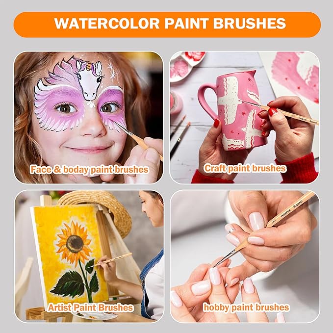 Miniature Brush Dry Brushes, Aoartix 15 Pcs Model Paintbrush Set for Acrylic Oil Watercolor Face, Detail Dry Brushes for Models Miniatures Small Digital Crafts Painting Supplies- Triangular Handles