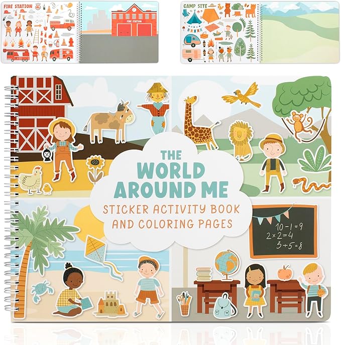 ZICOTO Fun Sticker Book for Toddlers 2-4 Years - Perfect Kids Activity Book with 500+ Beautiful Stickers & 12 Themes for Entertaining Boys & Girls 4-8 While Traveling - Incl. Coloring Pages