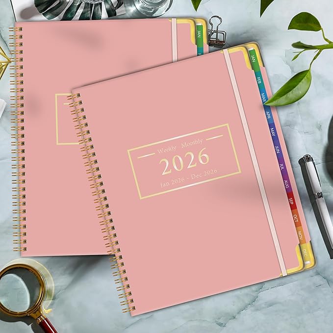 Planner -2026, Hardcover Weekly & Monthly Calendar Planner, January 2026 - December 2026, 8.5" x 11", Daily Agenda Book with Colorful Tabs, College Organizer Notebook, School & Work Supplies for Student Teacher Classroom