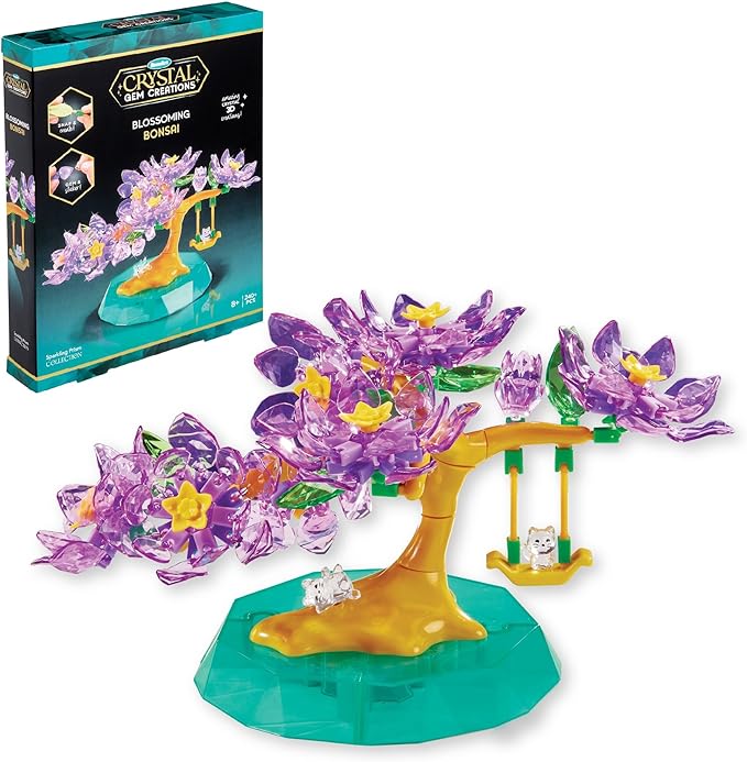 Cra-Z-Art Crystal Gem Creations Blossoming Bonsai Kit by RoseArt, 240+ Pieces, Great for Adults, Tweens and Children Ages 8+