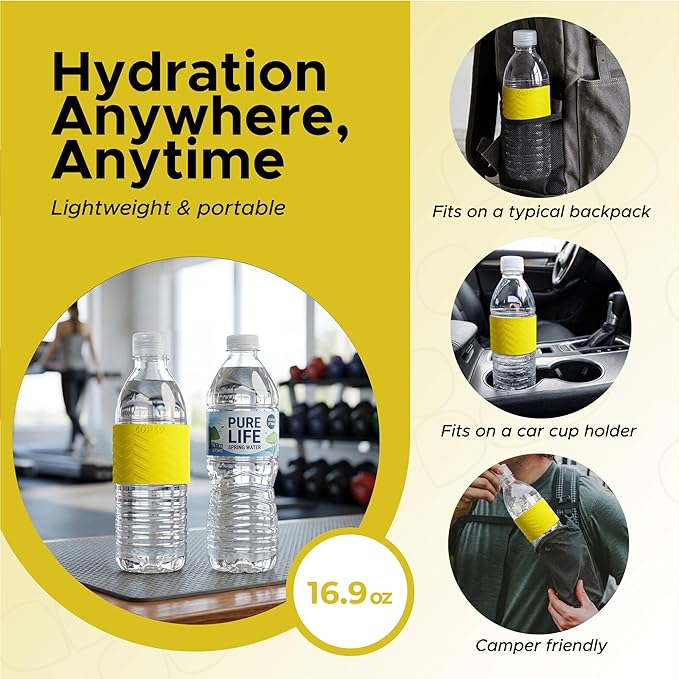 Copco Hydra 16.9 oz Water Bottle with Leak-Proof Lid - Tritan Reusable with Textured Grip Sleeve - BPA-Free, Shatter-Resistant, Dishwasher Safe for Travel, Gym, Work, Outdoors (Chevron Buttercream)