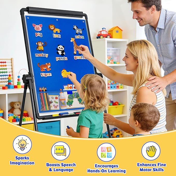 Large Felt Board for Toddlers, 24"x36" Felt Letter Board with Magnetic Strips & Grommets, Felt Bulletin Board Perfect for Interactive Storytelling & Play-Based Learning at Home or in the Classroom