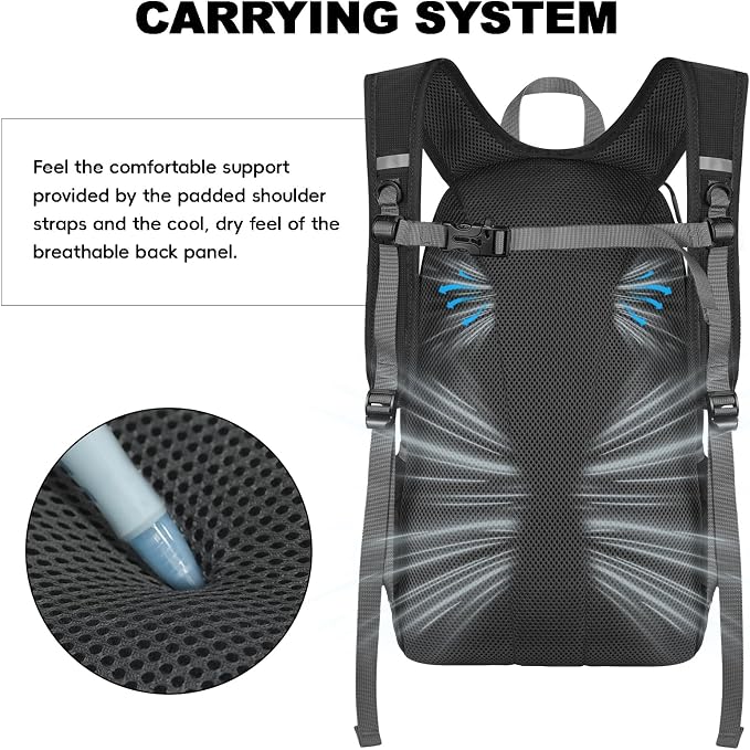 Seektop Packable Waterproof Hiking Backpack, 20L Lightweight Daypack | Tear-Resistant Nylon Material, Multi-Compartment Storage, Ultralight Small Foldable Travel Hiking Daypack for Men & Women