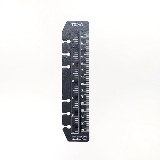 Zelten A6 Today Ruler Black PVC Planner Insert, 6 Hole Punched, 4x18cm (1.55"x7.1") Measuring Tool Page, Pocket Journal Accessory with 15cm/6" Scale, Ring Binder Refill for Daily Tracking