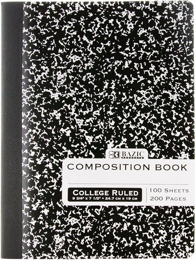BAZIC PRODUCTS Composition Notebook, College Ruled, 100 Sheets