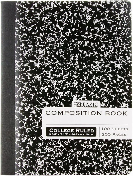 BAZIC PRODUCTS Composition Notebook, College Ruled, 100 Sheets