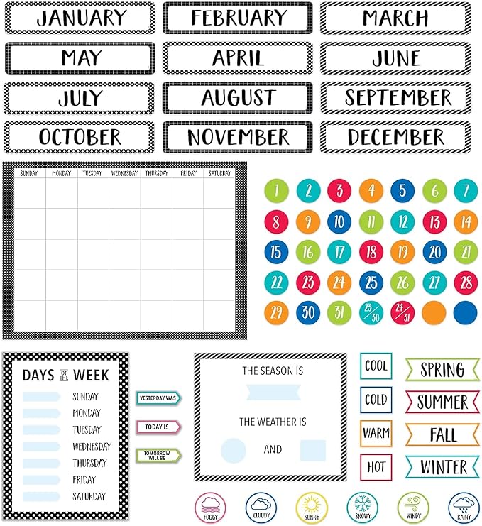 CTP Core Décor Calendar Set Bulletin Board, Classroom Calendar, 67-Piece Set (Creative Teaching Press 10168)