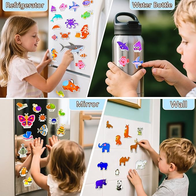 Reusable Sticker Books for Toddlers 1-3, Puffy Stickers Book for Kids Ages 2-4, Toddler Travel Essential Activities Toys for Boys Girls Birthday Christmas - Animal, Ocean and Insect (3 Set)