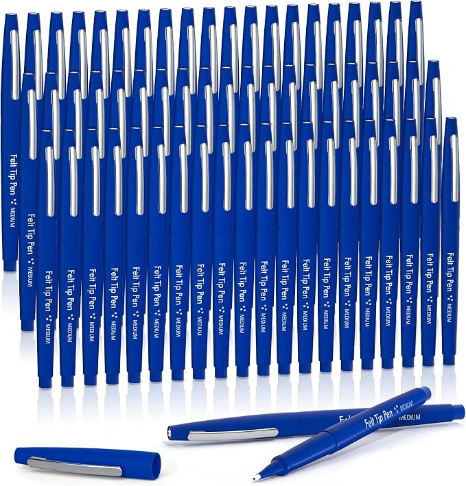 Lelix Felt Tip Pens, 60 Blue Pens, 0.7mm Medium Point, Felt Tip Markers Pens for Journaling, Writing, Note Taking, Planner, Perfect for Art Office and School Supplies