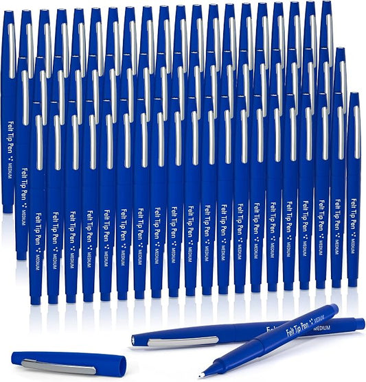 Lelix Felt Tip Pens, 60 Blue Pens, 0.7mm Medium Point, Felt Tip Markers Pens for Journaling, Writing, Note Taking, Planner, Perfect for Art Office and School Supplies