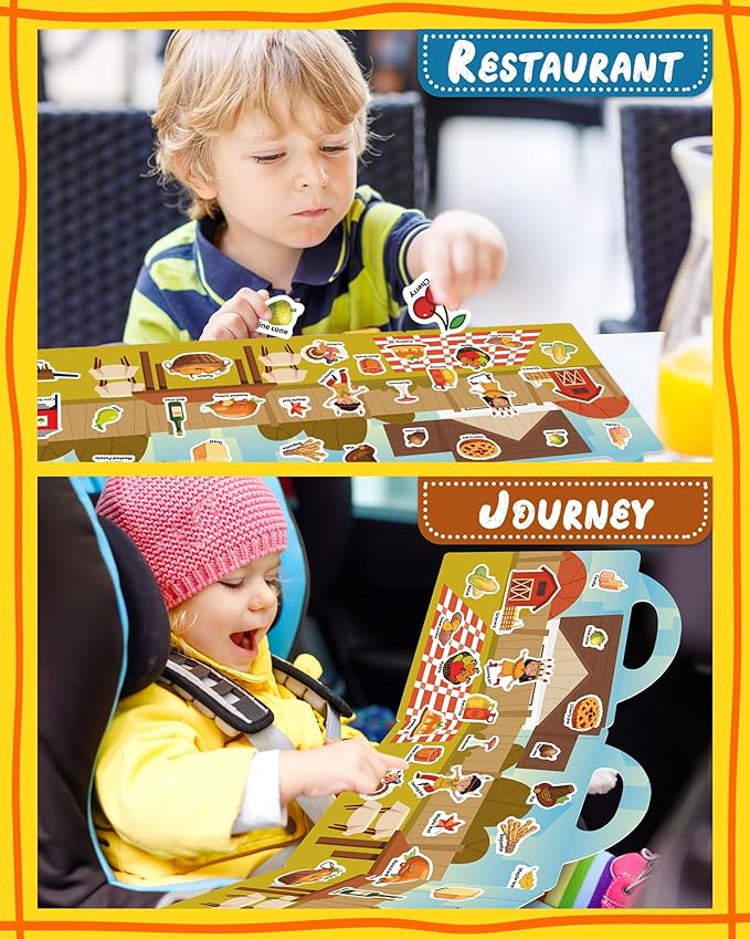 Benresive Reusable Sticker Book for Toddlers, Travel Stickers for Kids, Toddler Crafts Activities Toys, Birthday Gifts for Boys & Girls - Thanksgiving